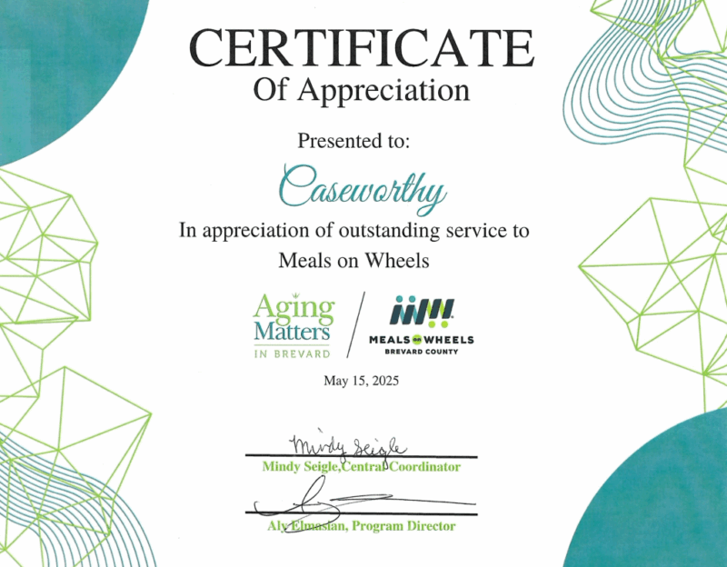 Certificate of Appreciation